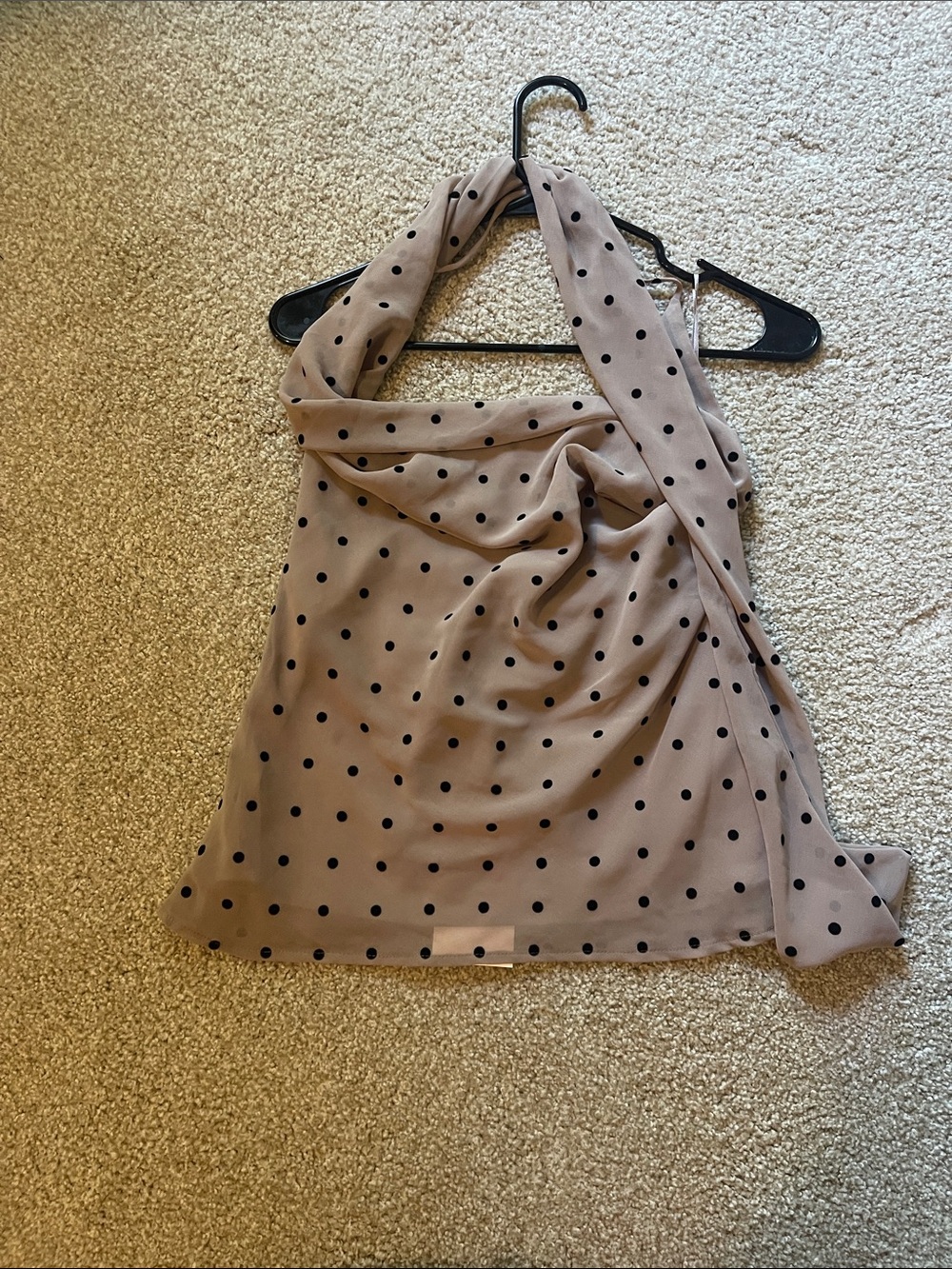 Polka Dot Halter Skirt in Taupe